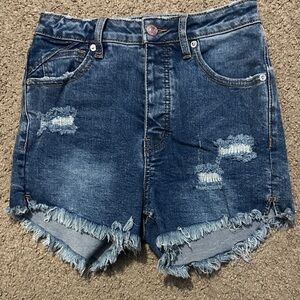 We The Free Blue Distressed Jean Shorts